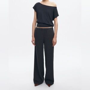 KOTN Black Wide-Leg Knit Pants